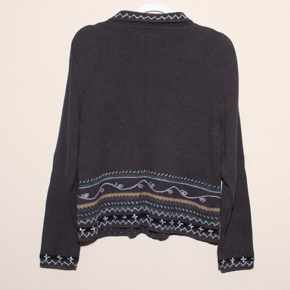 Vintage Woolrich Zip Front Cardigan Sweater Size Large Embroidered - Picture 2 of 7